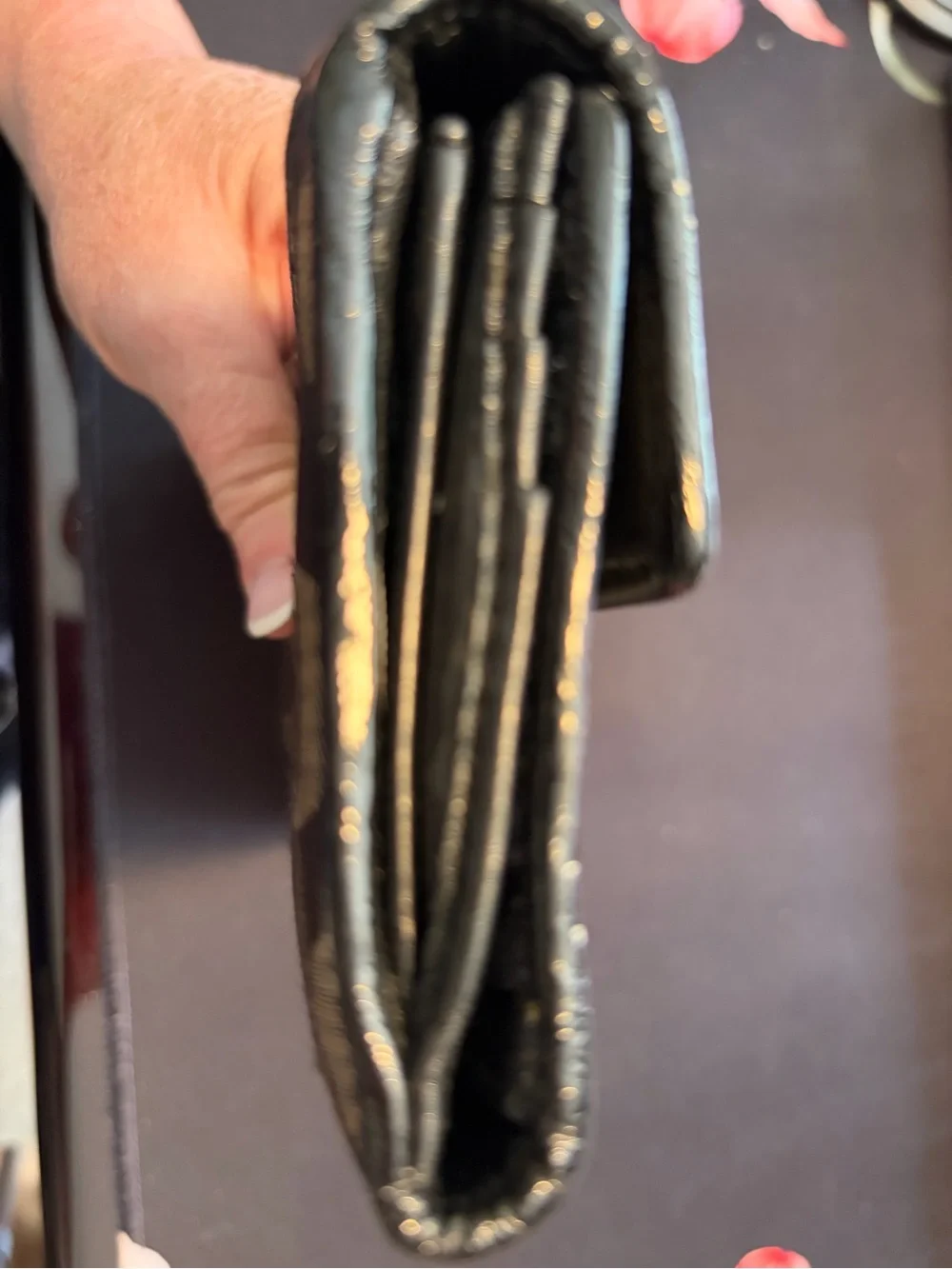 Coach Brown and Black Signature Canvas Wallet